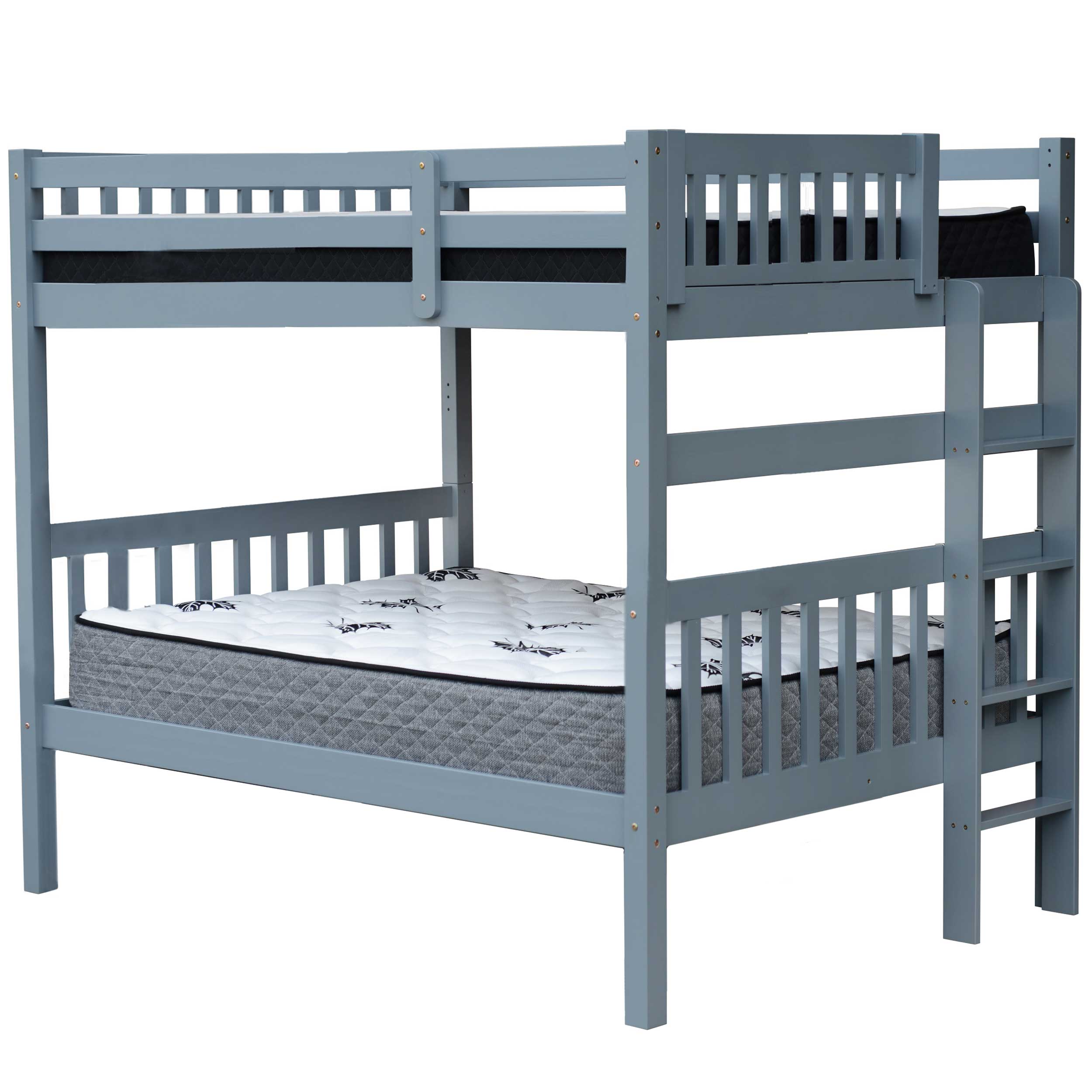 Bern Space-saving full over full bunk bed with end ladder in grey finish