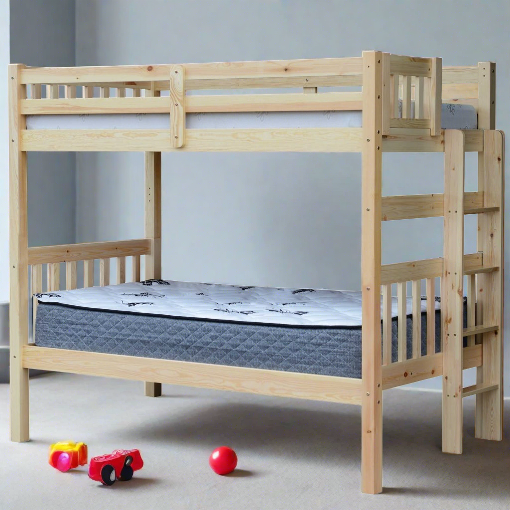 Tampa natural twin over twin bunk bed in solid wood with a classic design and safety rails