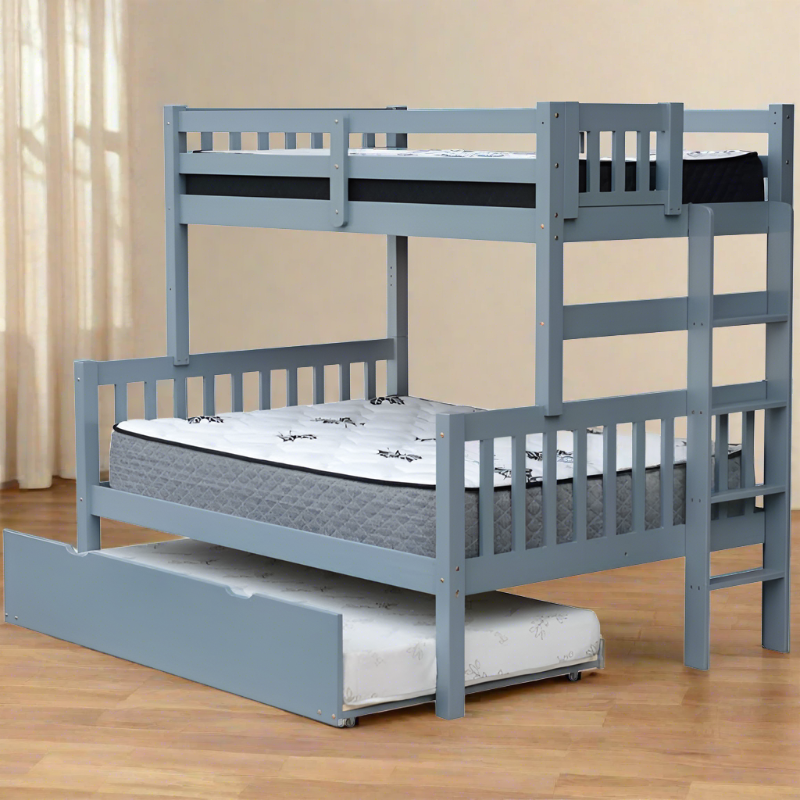 Deano Stylish bunk bed for kids and teens with a modern grey finish and under-bed storage options
