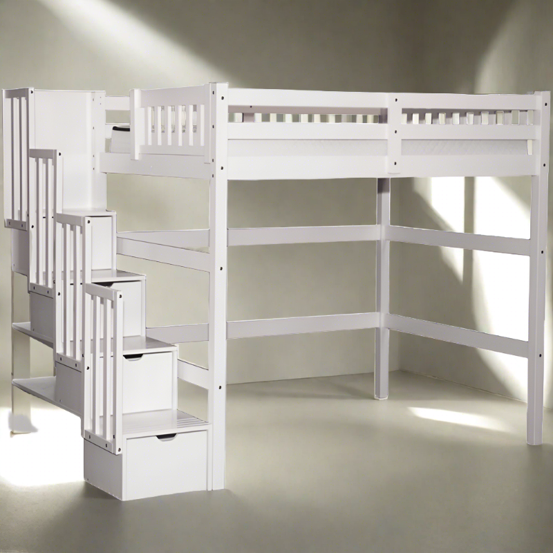 ARIA FULL LOFT BED WHITE SOLID WOOD