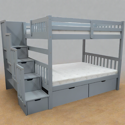 Bellagio Stairway Full over Full Bunk Bed Grey