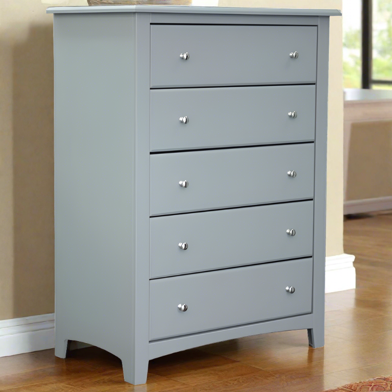 5 DRAWER CHEST OF DRAWERS GREY