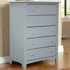 Solid Wood Five Drawer Chest Grey