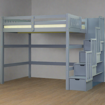 Encore Stairway Twin Loft Bed Grey