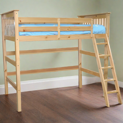 Humboldt Full High Loft Bed with Angled Ladder Natural