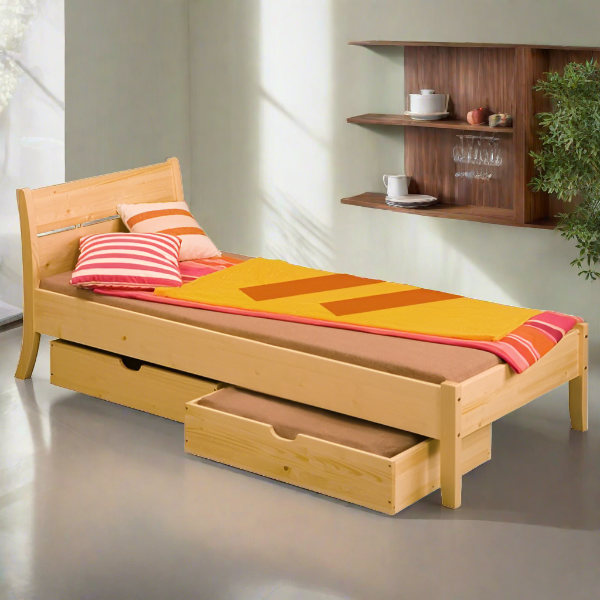 Linda-Twin-Natural SOLID WOOD BED WITH SLATS