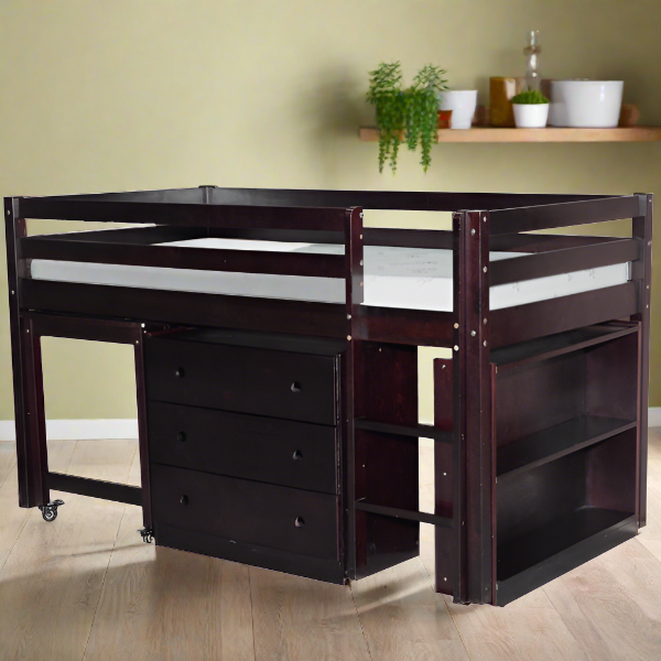 Loft-Bed-espresso-full-set