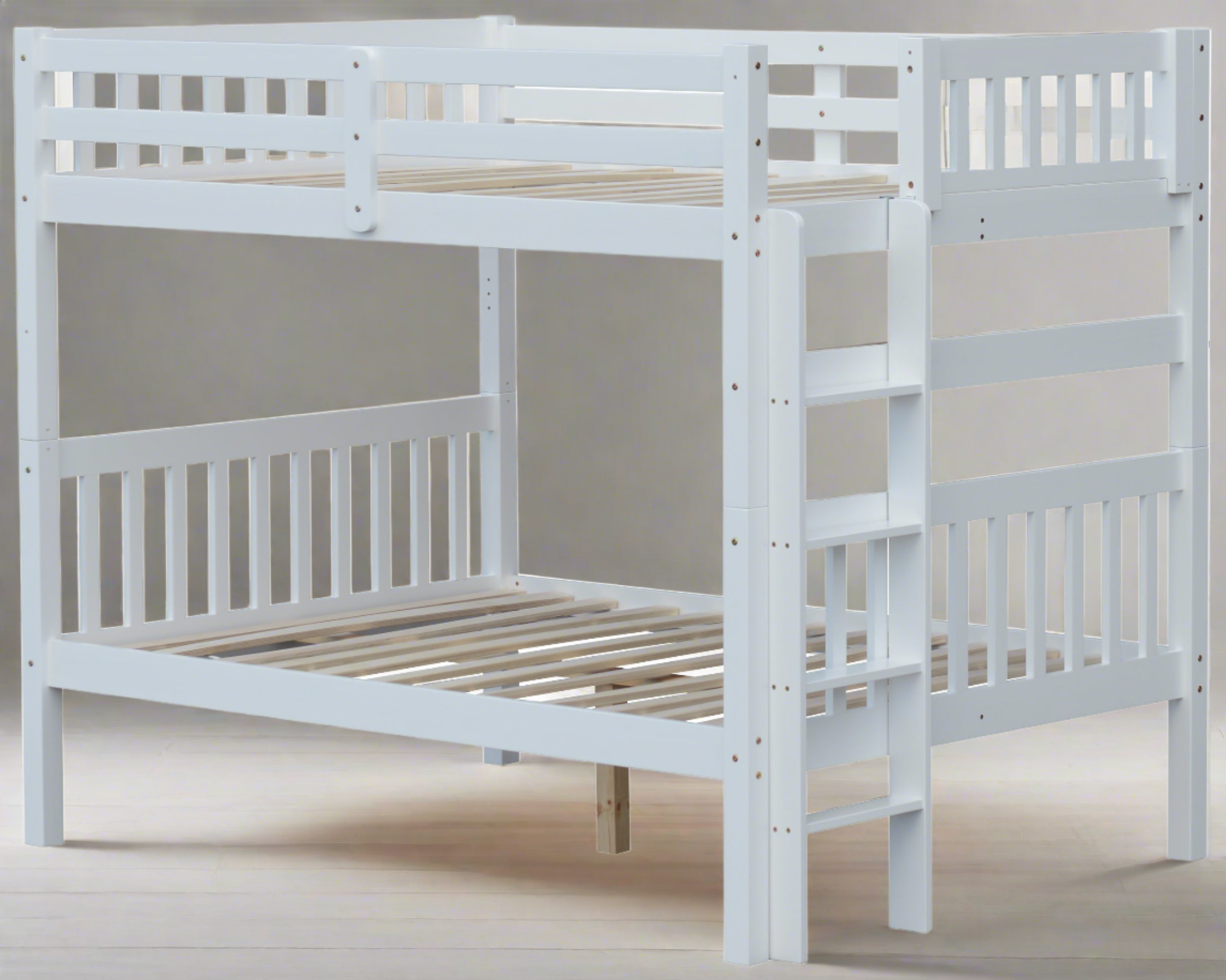 BERN Sturdy full over full solid wood bunk bed with wide end ladder rungs and premium craftsmanship