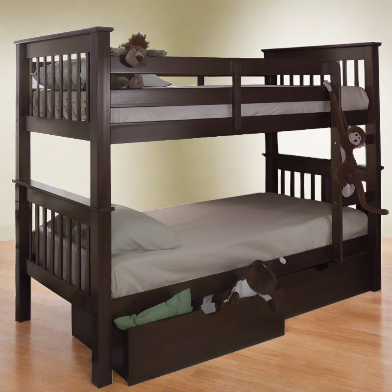 SHANNON TWIN BUNK BED ESPRESSO WITH DRAWERS