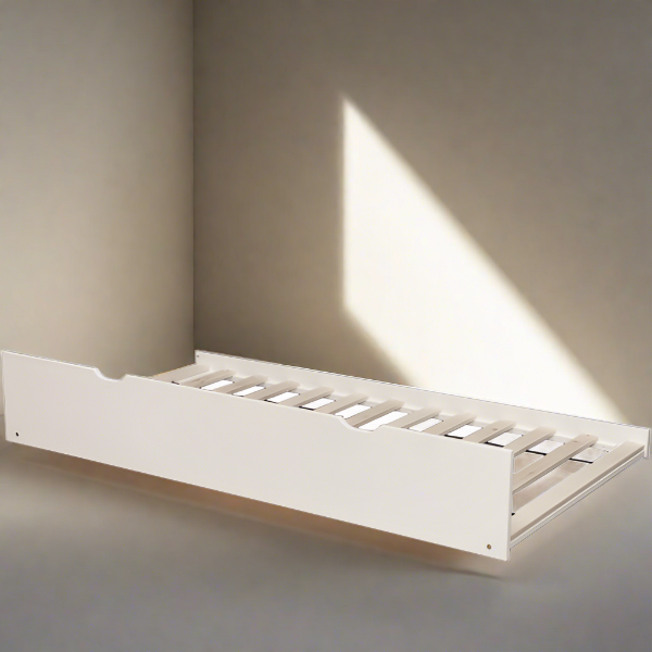 TRUNDLE BED FOR BEDS AND BUNK BEDS WHITE SOLID WOOD