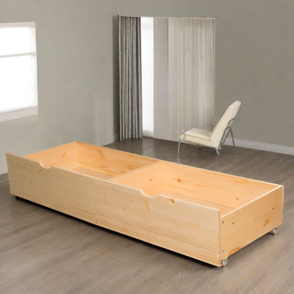solid wood under bed drawers natural