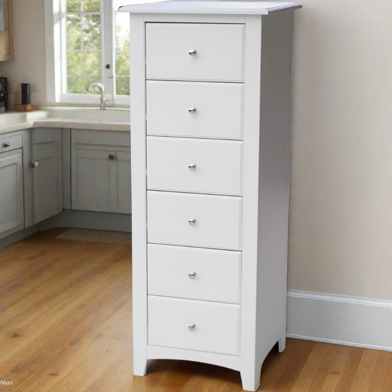 WHITE TALL CHEST OF DRAWERS