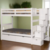 TWIN OVER TWIN STAIRCASE BUNK BED WHITE