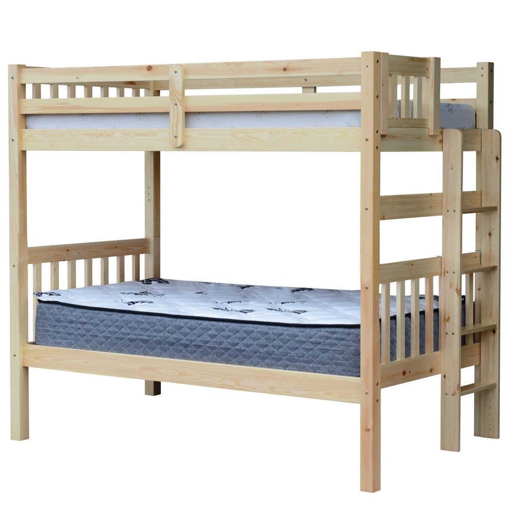 Tampa Natural wood twin over twin bunk bed with extra sleeping space for families