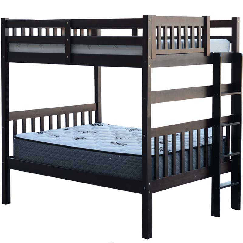 Bern Solid wood double over double bunk bed in espresso finish, perfect for kids and adults