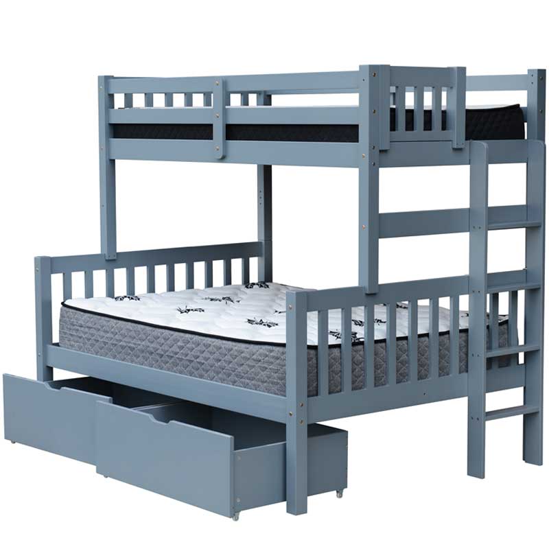 Delano grey solid wood twin over full bunk bed with a timeless style and extra sleeping space for families