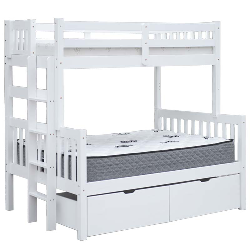 Delano white bunk bed with storage drawers, perfect for kids’ bedrooms or guest rooms