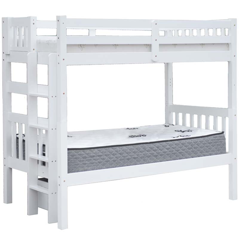 Tampa Sturdy twin over twin white solid wood bunk bed with wide ladder rungs and premium craftsmanship