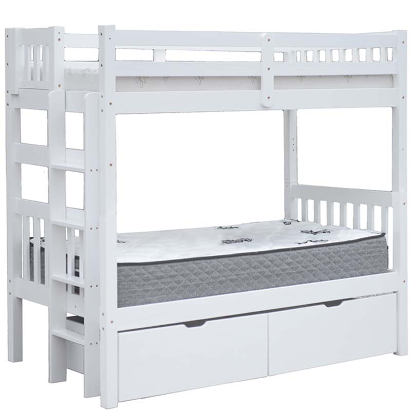 Tanpa durable twin over twin solid wood white bunk bed with wide ladder rungs and premium craftsmanship
