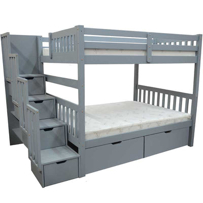 Bellagio Stairway Full over Full Bunk Bed Grey