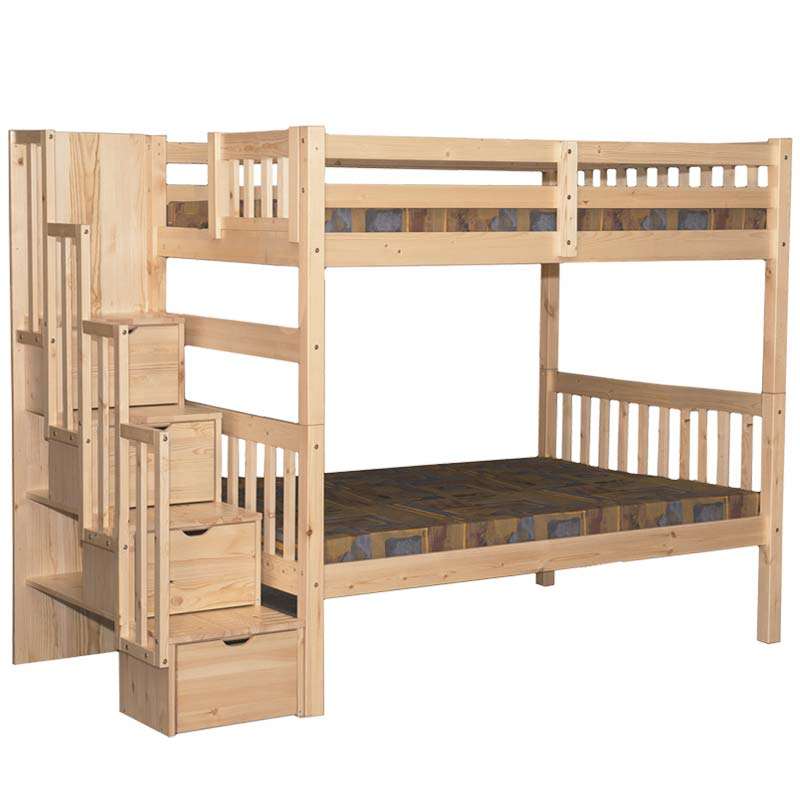 Bellagio Stairway Full over Full Bunk Bed Natural