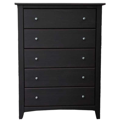 Solid Wood Five Drawer Chest Espresso