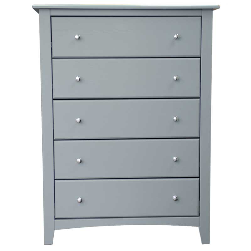Solid pine wood 6 drawer chest in grey wood tones with elegant handles and sturdy craftsmanship