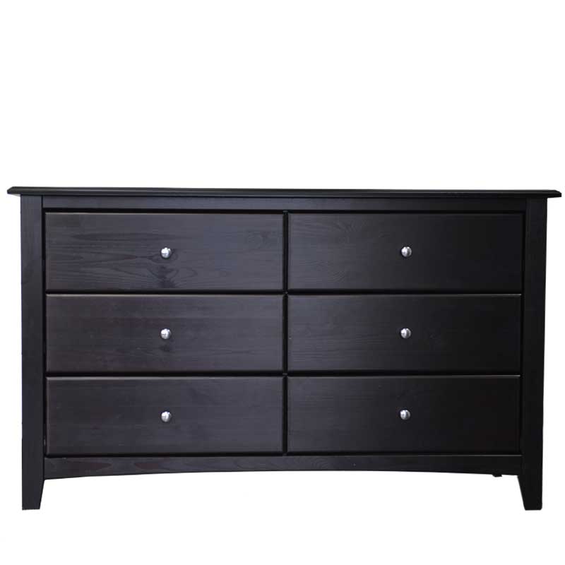 Espresso solid wood 6 drawer dresser with classic lines and ample storage space for clothing