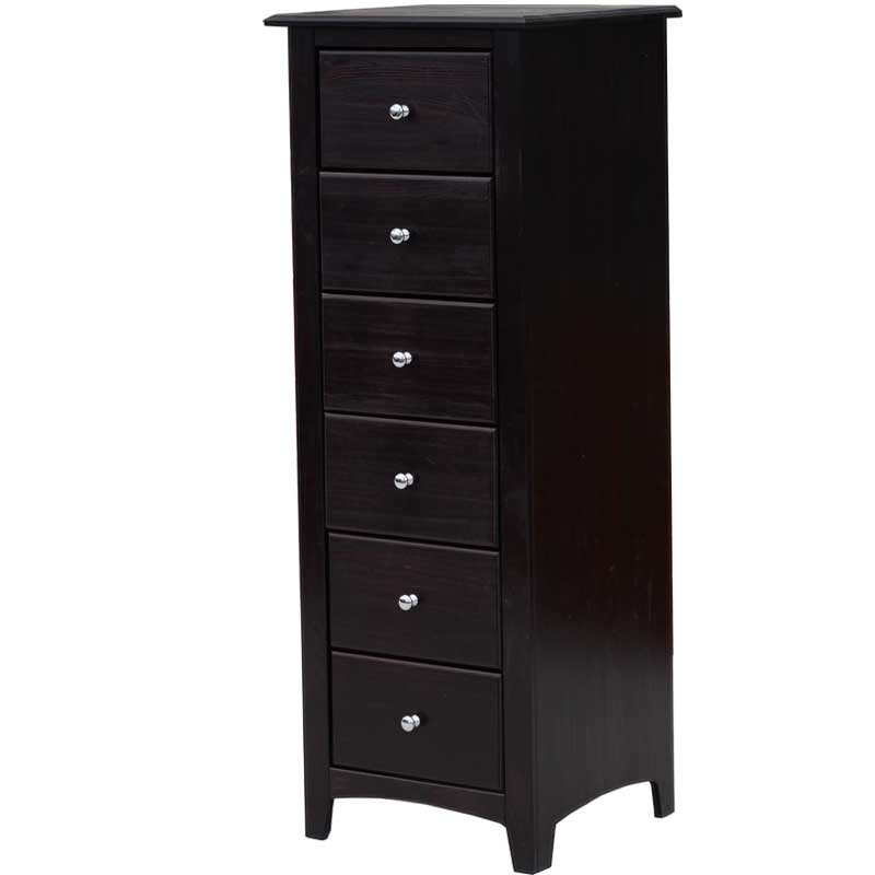 Tall espresso solid wood six drawer dresser designed for functionality and style