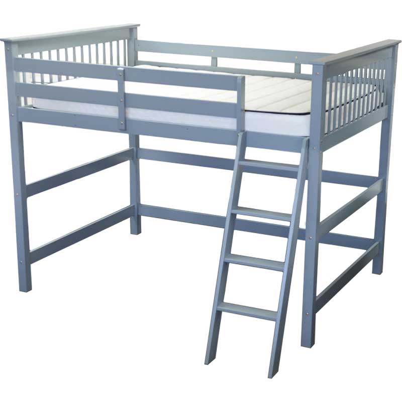 Humboldt Modern grey loft bed with ladder access, ideal for kids and teens in small bedrooms