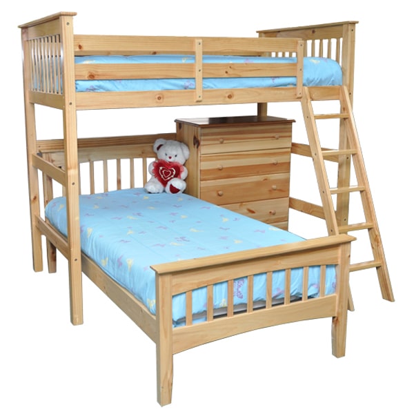 humboldt full solid wood espresso loft bed with ladder access, ideal for kids and teens in small bedrooms natural