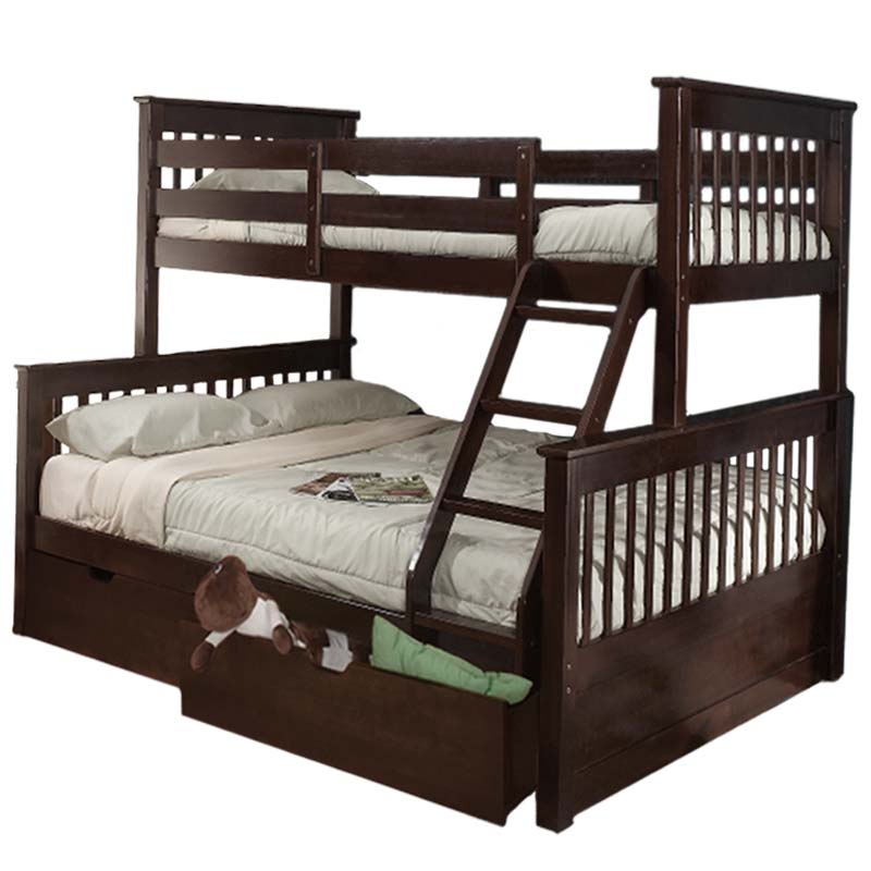 Marina Twin over Full Solid Wood Bunk Bed Espresso | Storage