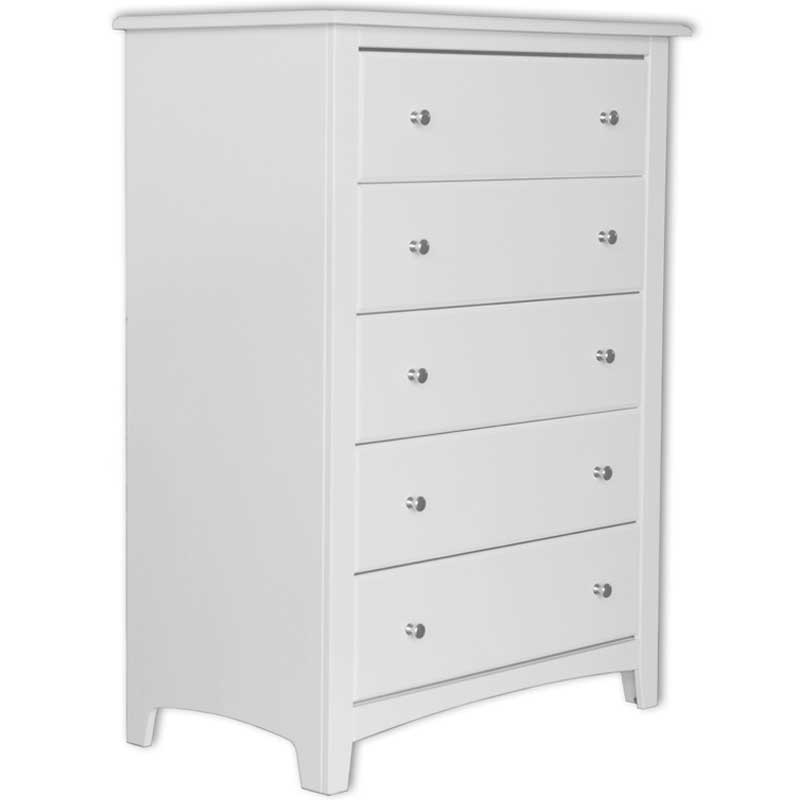 Durable white solid wood chest with a timeless look and smooth finish