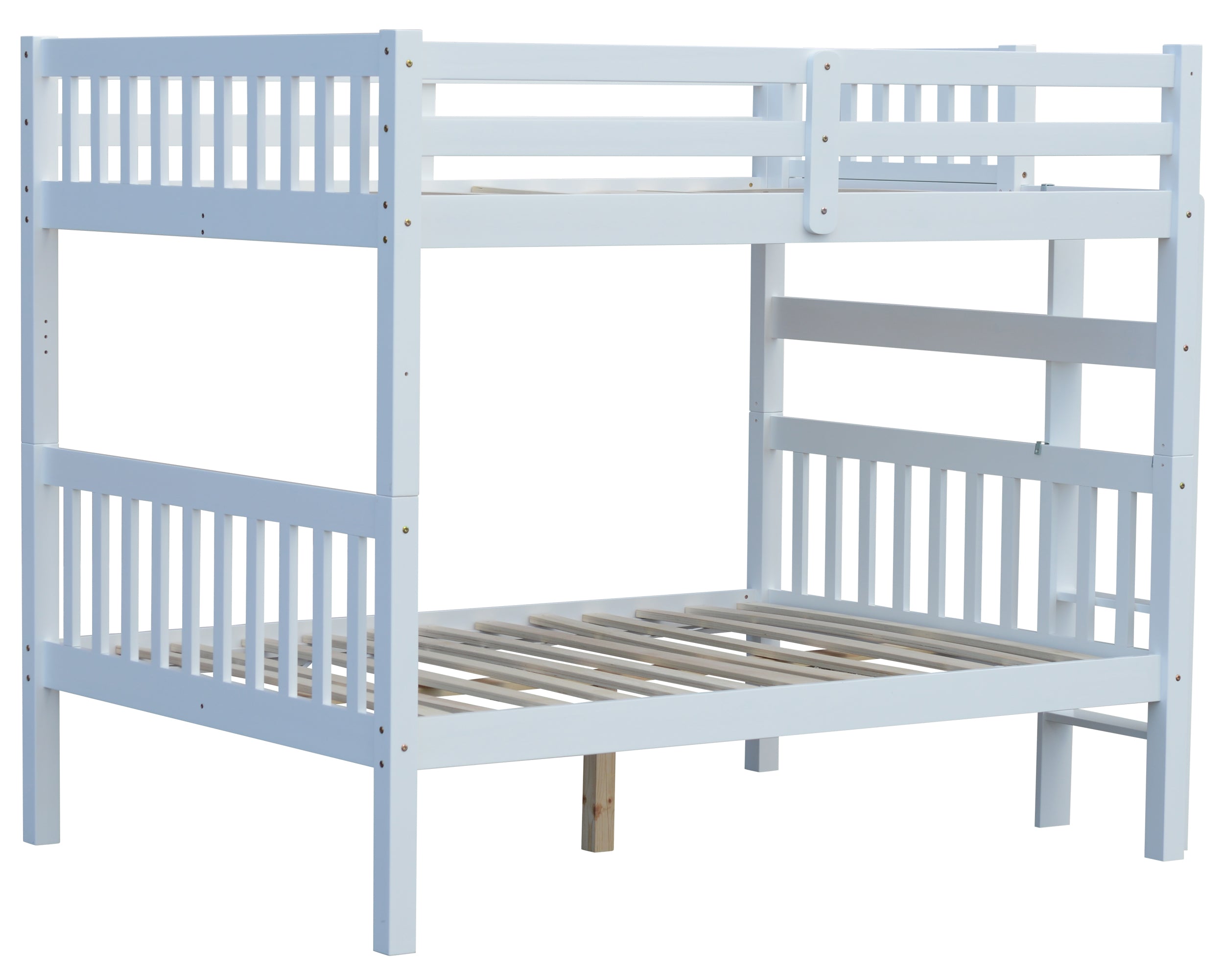 bern-full-over-full-end-ladder-bunk-bed-in white. Great for adults and kids.