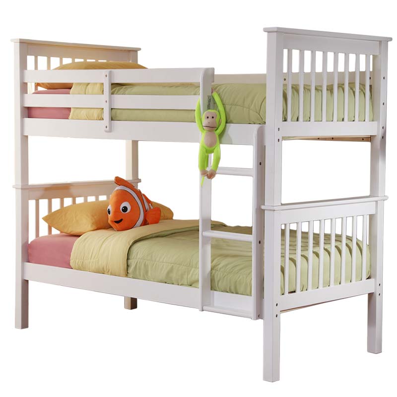 Shannon Modern white solid wood bunk bed, ideal for shared bedrooms or guest rooms