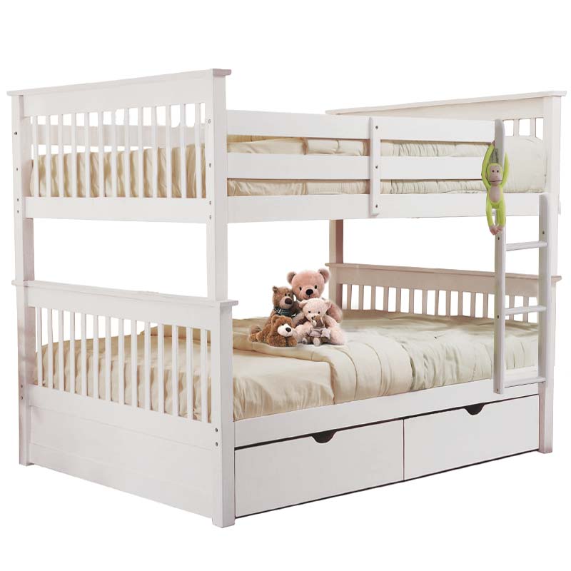 Sydney Full over full white bunk bed with ladder, ideal for kids or guest room