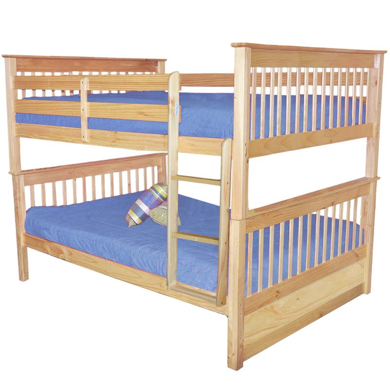 Sydney Full over full natural bunk bed with front ladder, ideal for kids or guest rooms