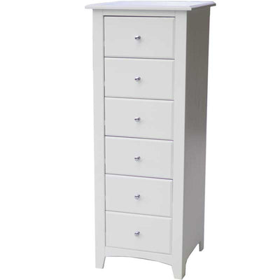 Solid Wood Tall Chest of Drawers White