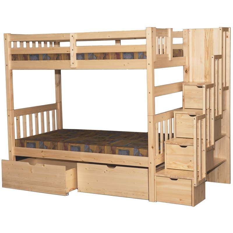 Stairway Twin over Twin Bunk Bed Natural no background