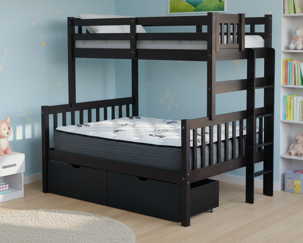 Delano Twin over Full End Ladder Bunk Bed Espresso