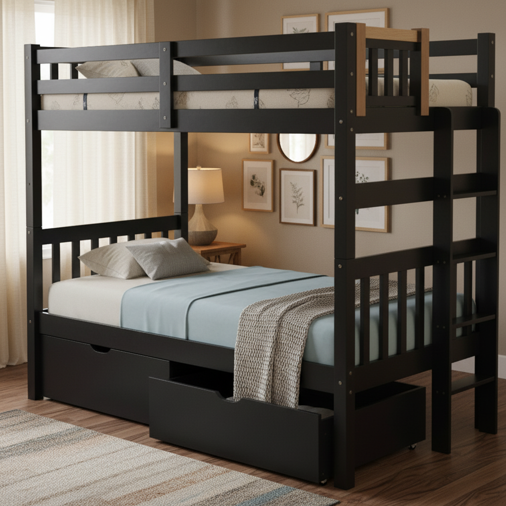 Tampa Twin over Twin Bunk Bed End Ladder Espresso