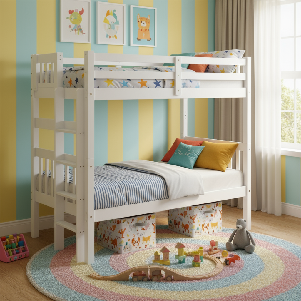 Tampa Twin over Twin Bunk Bed End Ladder White