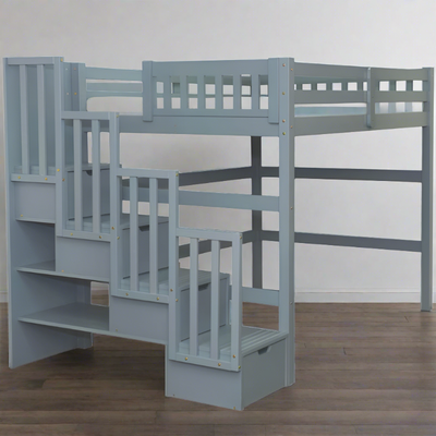 Encore Stairway Twin Loft Bed Grey