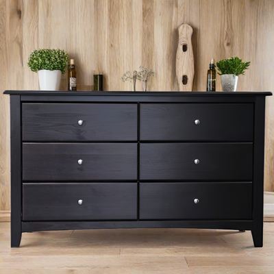 Solid Wood Six Drawer Dresser Espresso