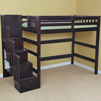 Encore Stairway Twin Loft Bed Espresso