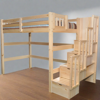 Aria Stairway Full Loft Bed Natural