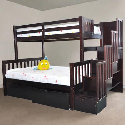 Flamingo Stairway Twin over Full Bunk Bed Espresso