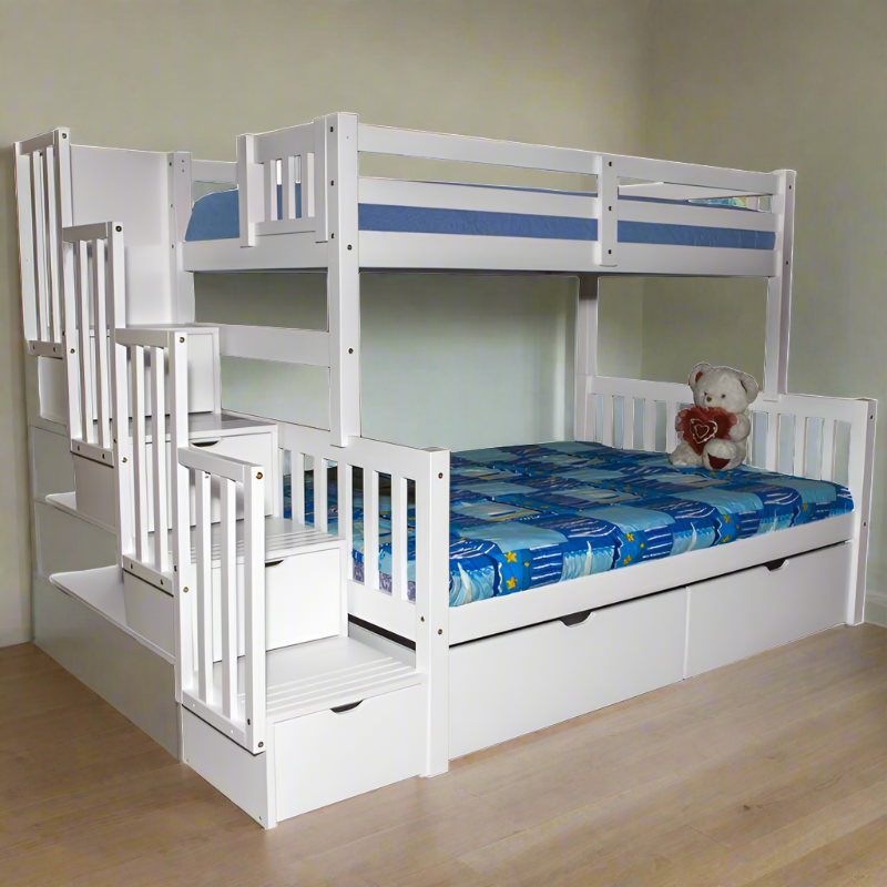 Bedz king stairway bunk beds twin over twin with 3 drawers in the steps and 2 under bed drawers hotsell