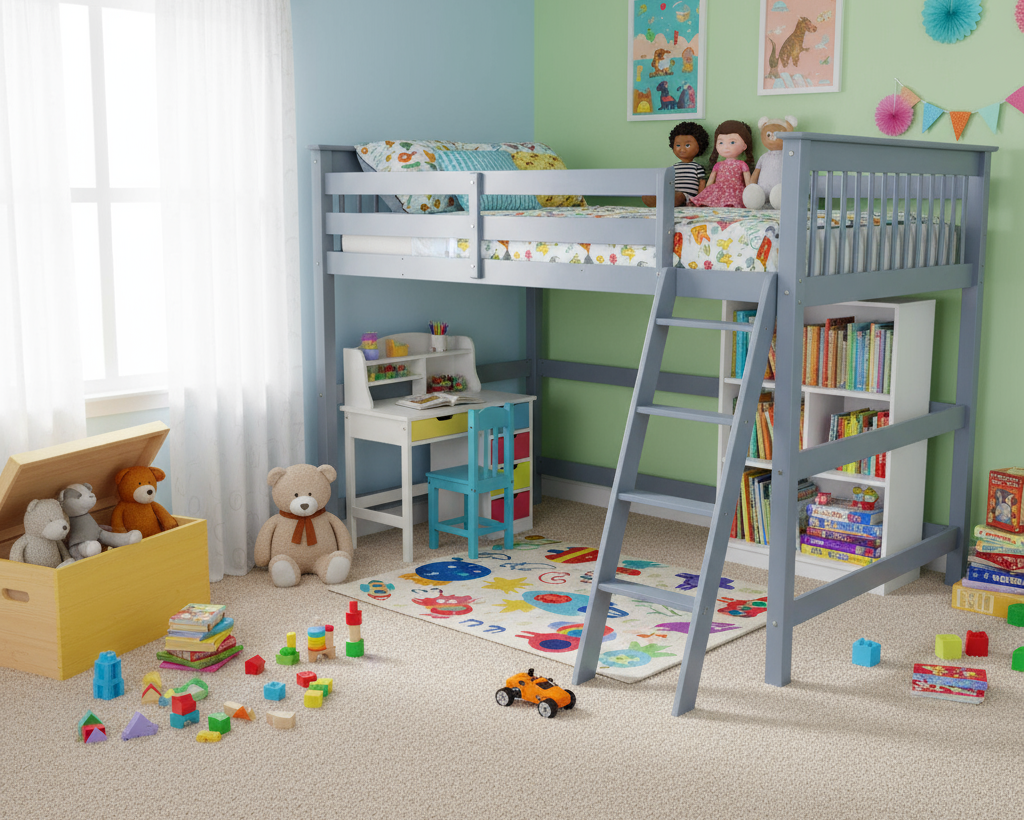 Humboldt Twin High Loft Bed Grey