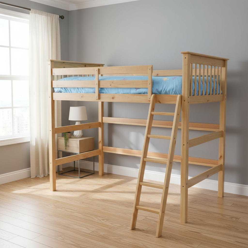 Humboldt Twin High Loft Bed Natural